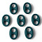 Rubberized Style Acrylic Links Connectors, Oval, Teal, 32.5x22x10mm, Hole: 10x9.5mm