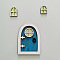 Miniature Luminous Wooden Door & Window, Glow in the Dark Dollhouse Building Accessories, Dodger Blue, 5x100mm