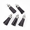 Faux Suede Tassel Pendant Decorations, with CCB Plastic Cord Ends, Platinum, Gray, 35~37x10mm, Hole: 1.8mm