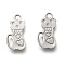 Non-Tarnish 201 Stainless Steel Charms, Laser Cut, Cat Shape, Stainless Steel Color, 12x6x0.6mm, Hole: 1.4mm