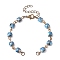 Square Faceted Glass Beaded Link Chain Bracelet Making, with Lobster Claw Clasp, Fit for Connector Charms, Dodger Blue, 6-1/4~6-3/8 inch(15.8~16.2cm)