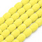 Glass Beads Strands, Frosted, Faceted, Column, Yellow, 12x10mm, Hole: 1mm, about 50pcs/strand, 24.4 inch(62cm)