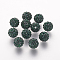 Polymer Clay Rhinestone Beads, Grade A, Round, Pave Disco Ball Beads, Emerald, 10x9.5mm, Hole: 1.5mm