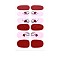 Flower Series Full Cover Nail Decal Stickers, Self Adhesive, Nail Decoration for Women Girls Kids, Dark Red, 25.5x10~16.5mm, 12pcs/sheet