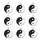 Alloy Enamel Pendants, Trigram, White & Black, Platinum, 21x18x2mm, Hole: 2mm