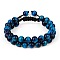 Natural Tiger Eye Braided Bead Bracelet, Double Layer Gemstone Adjustable Bracelet for Women, Dark Cyan, Inner Diameter: 2-1/8~3 inch(5.3~7.5cm) 