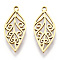 Ion Plating(IP) 304 Stainless Steel Pendants, Laser Cut, Leaf Charm, Real 18K Gold Plated, 25x10.5x1.5mm, Hole: 1.6mm