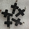 Natural Lava Rock Pendants, with Platinum Tone Brass Findings, Cross, 25x18mm