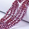 Electroplate Glass Beads Strands, Pearl Luster Plated, Faceted, Rondelle, Medium Violet Red, 2.3~2.7x2mm, Hole: 0.4mm, about 150~155pcs/strand, 32~33cm