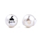 Halloween Opaque ABS Plastic Imitation Pearl Enamel Beads, Round with Ghost, Black, 11.5~12mm, Hole: 2mm