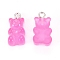 Resin Pendants, with Platinum Plated Iron Findings, Bear, Imitation Jelly, Orchid, 20.5x10.5x6.5mm, Hole: 2mm