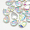 Pointed Back Glass Rhinestone Cabochons, Back Plated, Faceted, teardrop, Crystal AB, 10x7x4mm