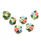 Handmade Porcelain Cabochons, China Clay Beads, Flower, Colorful, 16~18x15~16x7~8mm