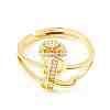 Clear Cubic Zirconia Initial Letter with Crown Adjustable Ring RJEW-M139-17L-2