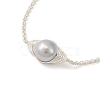 Natural Pearl Link Slider Bracelet BJEW-JB09449-02-3