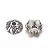 6-Petal Tibetan Style Alloy Flower Bead Caps X-TIBE-S220-AS-RS-2