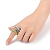 Round Glass Seed Beaded Finger Rings RJEW-JR00307-03-3