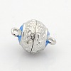 Round Platinum Plated Alloy Enamel Magnetic Clasps with Loops ENAM-P110-M-3
