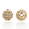Rack Plating Brass Cubic Zirconia Beads ZIRC-S001-8mm-A01-2