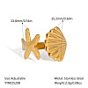 Ocean Themes Stainless Steel Adjustable Cuff Rings for Women VG5206-7-1