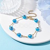 Lampwork Evil Eye Link Chain Bracelets BJEW-JB10045-02-2