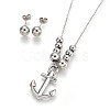 Tarnish Resistant 304 Stainless Steel Stud Earrings & Pendant Necklaces Jewelry Sets SJEW-L136-14P-1