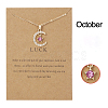 Moon & Star Alloy Rhinestone Birth Stone Pendant Necklaces WG0039E-10-1