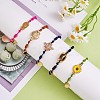 Natural Shell & Flower & Pinapple & Shell & Bee Link Bracelets Set BJEW-SW00029-4