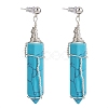 Synthetic Turquoise Bullet Dangle Stud Earrings EJEW-PH01406-02-1