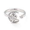 Moon & Star Rotatable Open Ring for Women RJEW-M139-13P-1