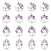 8Pcs 4 Styles Flower & Moon & Oval & Hexagon Natural Amethyst Copper Wire Wrapped Chip Big Pendants G-DC0001-26-1