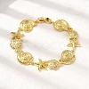 Summer Beach Brass Micro Pave Clear Cubic Zirconia Starfish & Shell Shape Link Chain Bracelets BJEW-C118-02A-G-3