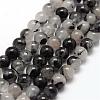 Natural Black Rutilated Quartz Bead Strands G-P217-32-8mm-1