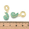 Brass Turquoise Enamel European Dangle Charms KK-N271-41G-02-3