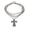 Alloy Multi Layered Necklaces for Women NJEW-U013-04P-2