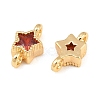 Brass Pave FireBrick Cubic Zirconia Connector Charms KK-CBA2DE6-04G-12-2