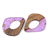 Transparent Resin & Walnut Wood Pendants X-RESI-S389-016A-B01-2