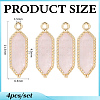 4Pcs Hexagon Natural Rose Quartz Faceted Pendants KK-BC0015-62B-G-2