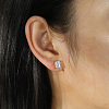 925 Sterling Silver Micro Pave Clear Cubic Zirconia Stud Earrings EJEW-G443-08P-1