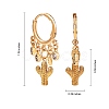 Cactus Brass Dangle Huggie Hoop Earrings EJEW-SW00001-05-7