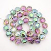 Hexagon Electroplate Full Rainbow Plated Glass Beads Strands EGLA-P015-F07-1