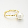 Brass Acrylic Pearl Finger Rings for Wedding Jewelry RJEW-J061-G-2