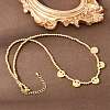 Brass Micro Pave Colorful Cubic Zirconia Smiling Face Round Beaded Bib Necklaces for Women NJEW-F364-07A-G-3