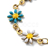 Ion Plating(IP) Golden 304 Stainless Steel Flower Link Chain Bracelets with Enamel BJEW-E088-02G-07-2