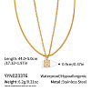 European Style Stainless Steel Pave Clear Cubic Zirconia Rectangle Pendant Snake Chain Double Layered Necklaces for Women ND1910-6