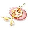 Oval & Peach Blossom Dyed Natural White Shell Brooches for Women JEWB-E031-01G-01-2