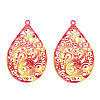 Spray Painted 430 Stainless Steel Filigree Pendants STAS-TAC0004-57E-2