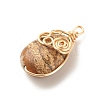 Eco-Friendly Natural Mixed Stone Pendants PALLOY-JF01593-4