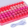 80Pcs 4 Style Round Silicone Focal Beads SIL-SZ0001-22E-1