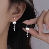 999 Fine Silver Flower Ear Plug Gauges EJEW-P296-09S-3